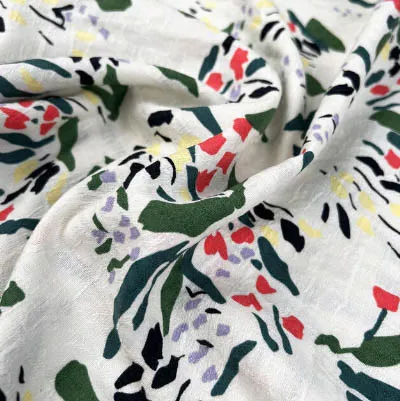 Geweven katoen/ linnen jacquard met bladeren - Fibre Mood